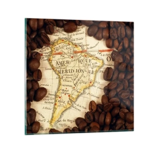 Tablou pe sticlă - De unde provine cea mai bună cafea? - 40x40 cm