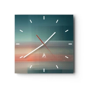 Ceas de perete - Ceas pe sticlă - Abstracție: unde de lumină - 40x40 cm