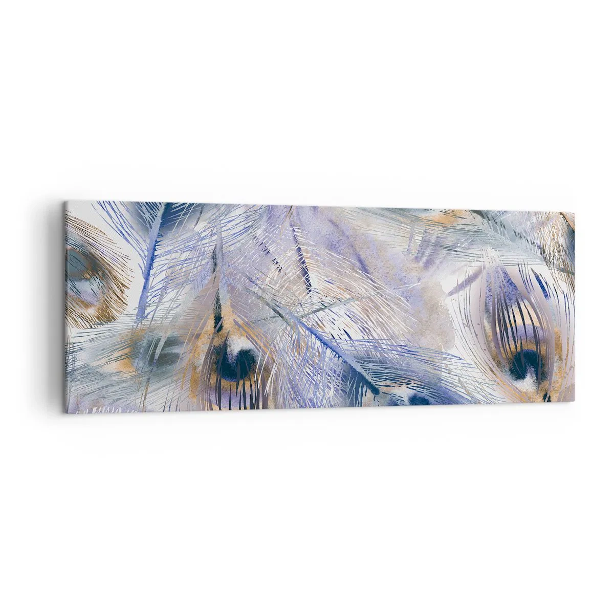 Tablou pe pânză - Compoziția penelor de păun - 140x50 cm