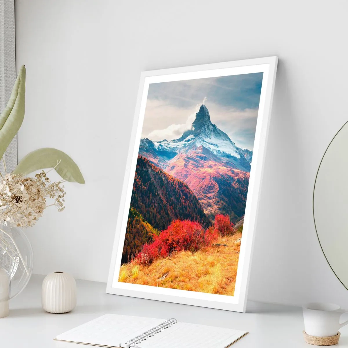 Poster în ramă albă - Toamnă alpină - 50x70 cm