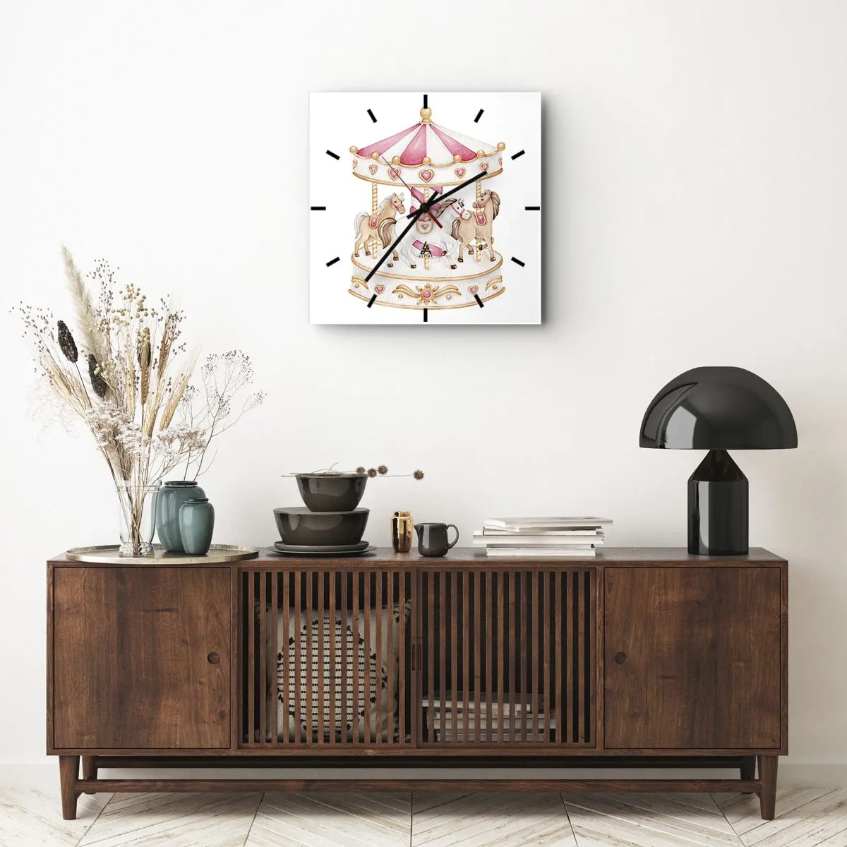 Ceas de perete - Ceas pe sticlă - Lumea dulce a copilăriei - 40x40 cm