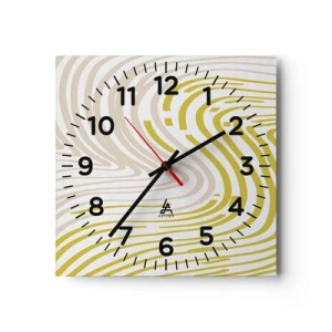 Ceas de perete - Ceas pe sticlă - Compoziție cu cambrare ușoară - 30x30 cm