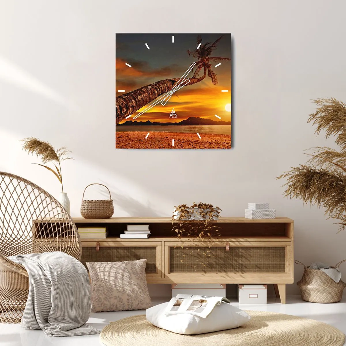 Ceas de perete - Ceas pe sticlă - Vacanță exotică, aventură în Caraibe - 30x30 cm