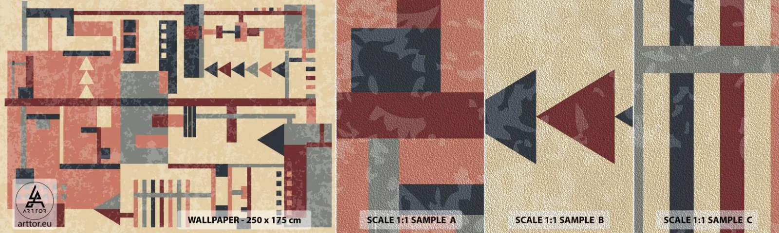 Mostră tapet Premium Sand - Combinație de verticale și orizontale - Abstracția, Bucată, Model modern - 100x30 cm