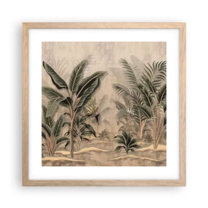 Poster în ramă de stejar deschis - Gravură în stil colonial - 40x40 cm