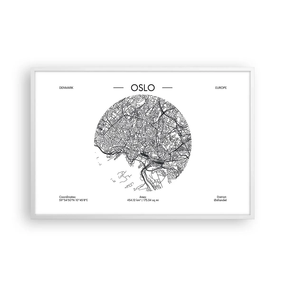 Poster în ramă albă - Anatomia Oslo - 91x61 cm