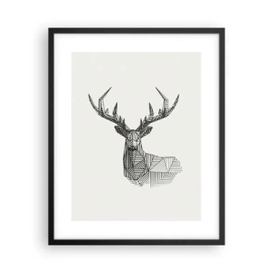 Poster în ramă neagră - Cerb în stil cubist - 40x50 cm