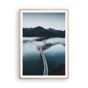 Poster în ramă de stejar deschis - Peste o apă netedă ca o oglindă - 70x100 cm