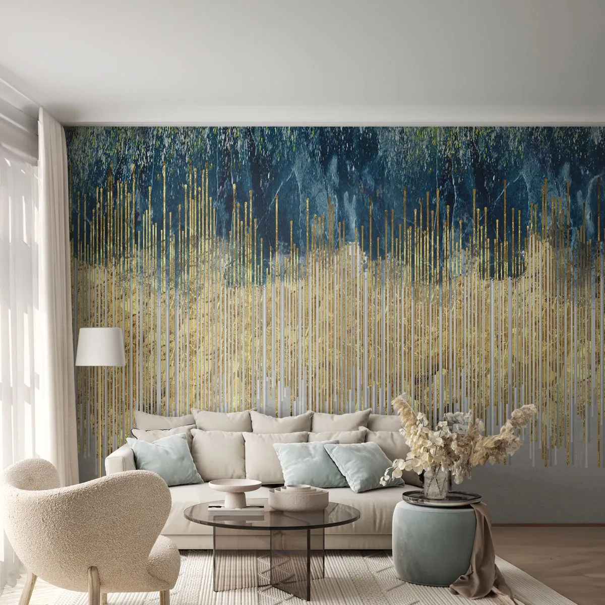 Tapet Premium Canvas - Granița aurită - Bucată, Art Deco, Contemporan - 200x140 cm