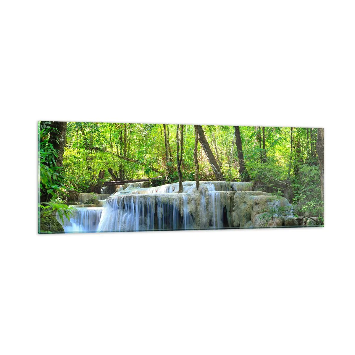 Tablou pe sticlă - Scufundat în turcoaz și verde - 90x30 cm