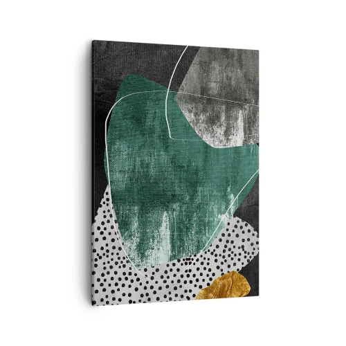 Tablou pe pânză - Abstracție colorată cu fulgi de aur - 50x70 cm