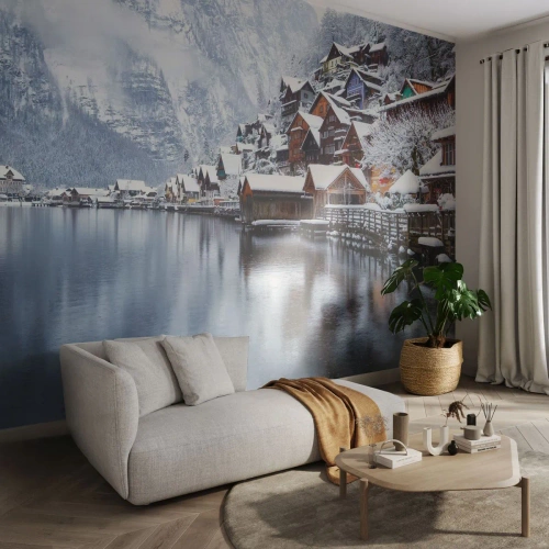 Tapet Premium Sand - În decor de iarnă - Peisaj, Aşezare de munte, Iarnă - 400x280 cm