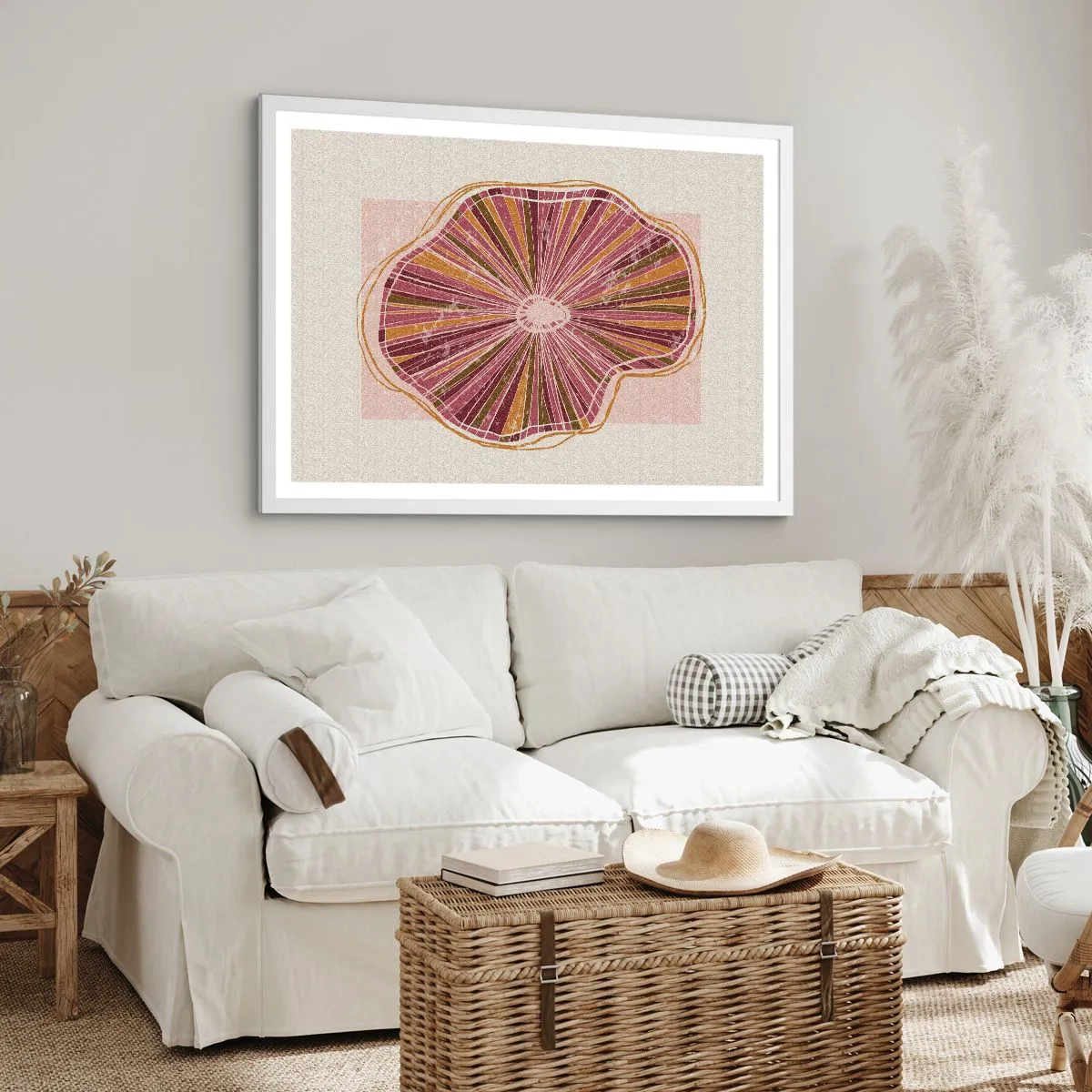 Poster în ramă albă - Abstracția radială - 100x70 cm