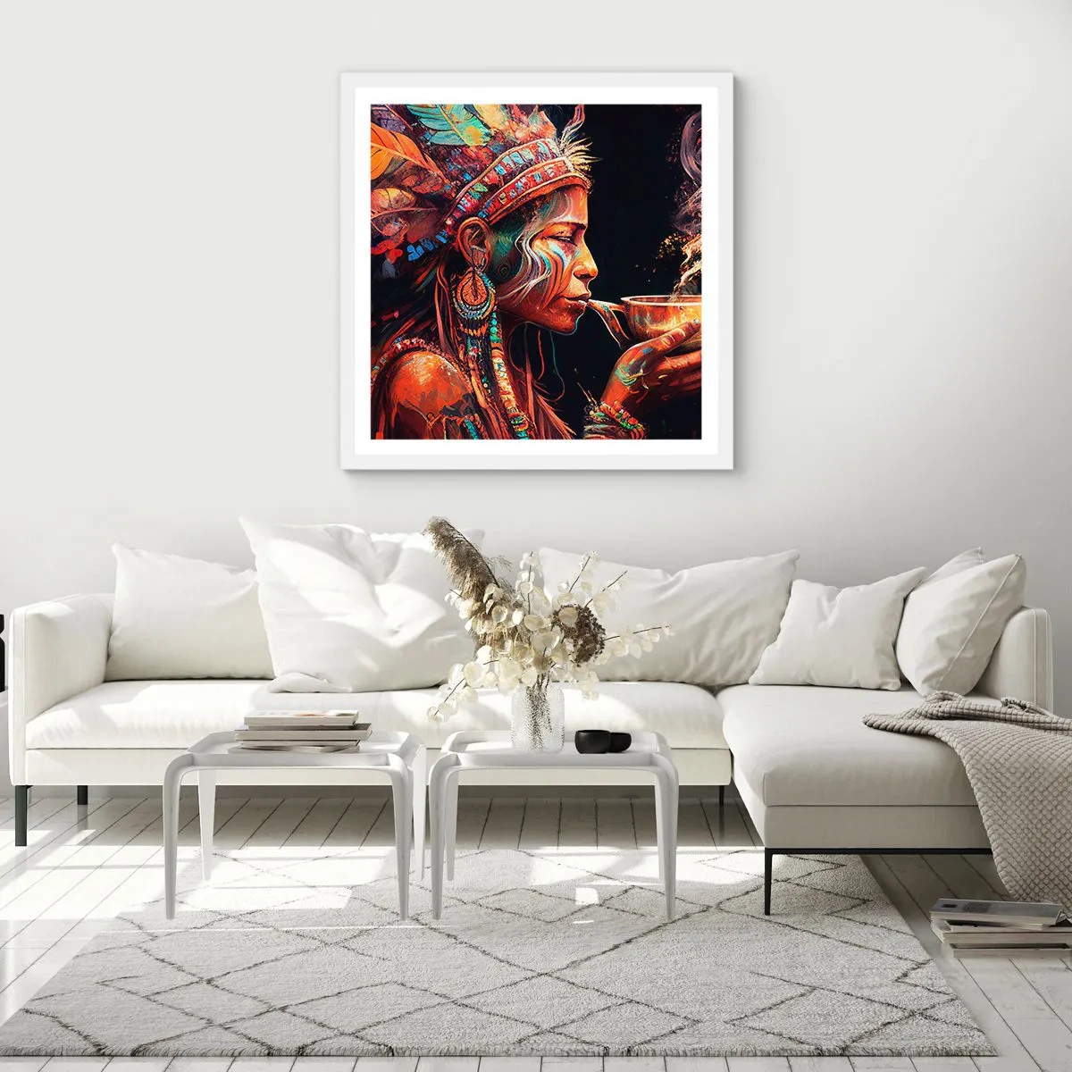 Poster în ramă albă - Ritual magic - 40x40 cm