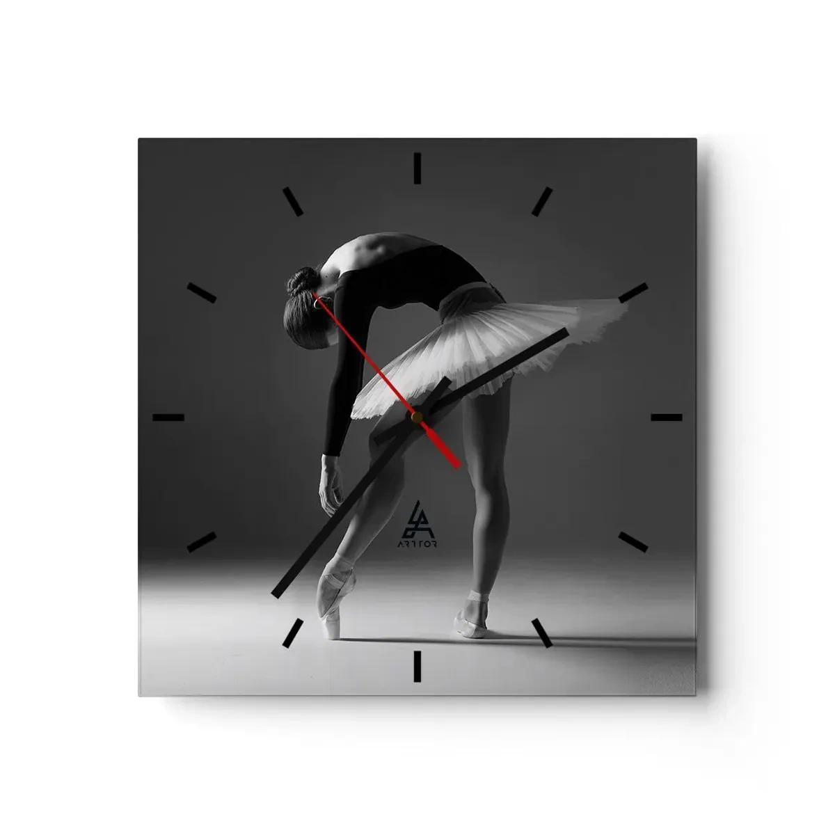 Ceas de perete - Ceas pe sticlă - Bella balerina - 40x40 cm