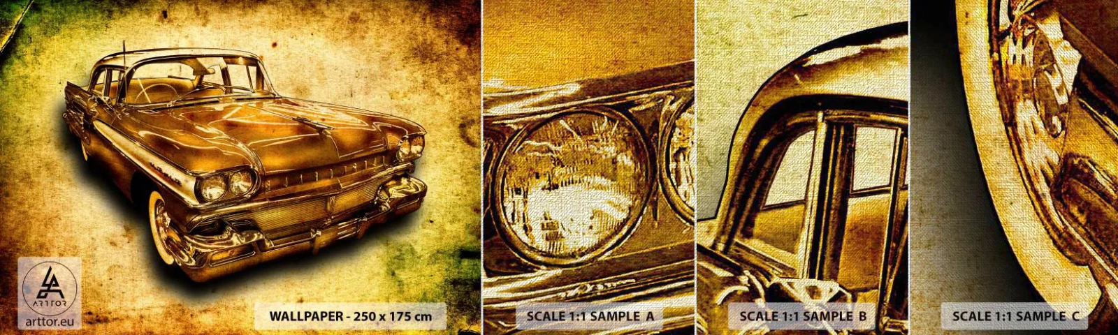 Mostră tapet Premium Canvas - Frumusețea eternă a clasicilor - Automobile, Mașină clasică, Hobby - 100x30 cm