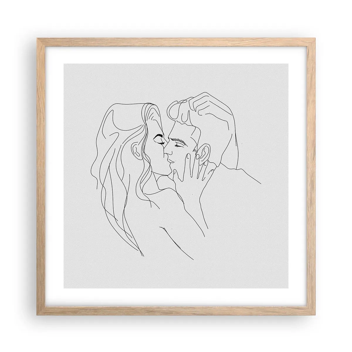 Poster în ramă de stejar deschis - Cu aceeași linie - 50x50 cm