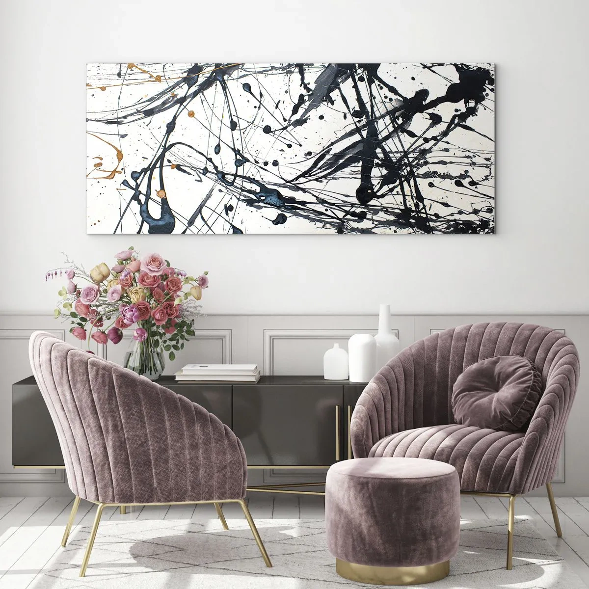 Tablou pe sticlă - Abstracție expresionistă - 100x40 cm