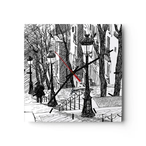 Ceas de perete - Ceas pe sticlă - Poveste de dragoste sau poveste de groază? - 30x30 cm