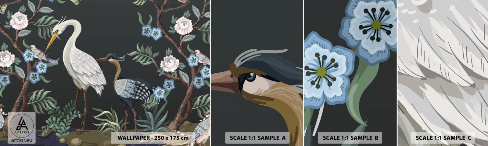 Mostră tapet autocolant Deluxe Sticker - Parada păsărilor - Animale, Flori, Pasăre - 100x30 cm