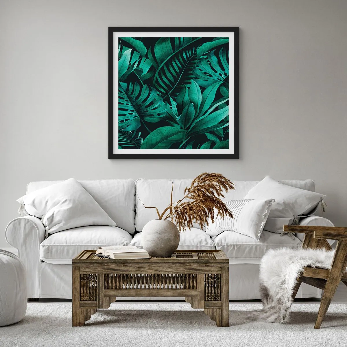 Poster în ramă neagră - Profunzimea verdelui tropical - 60x60 cm