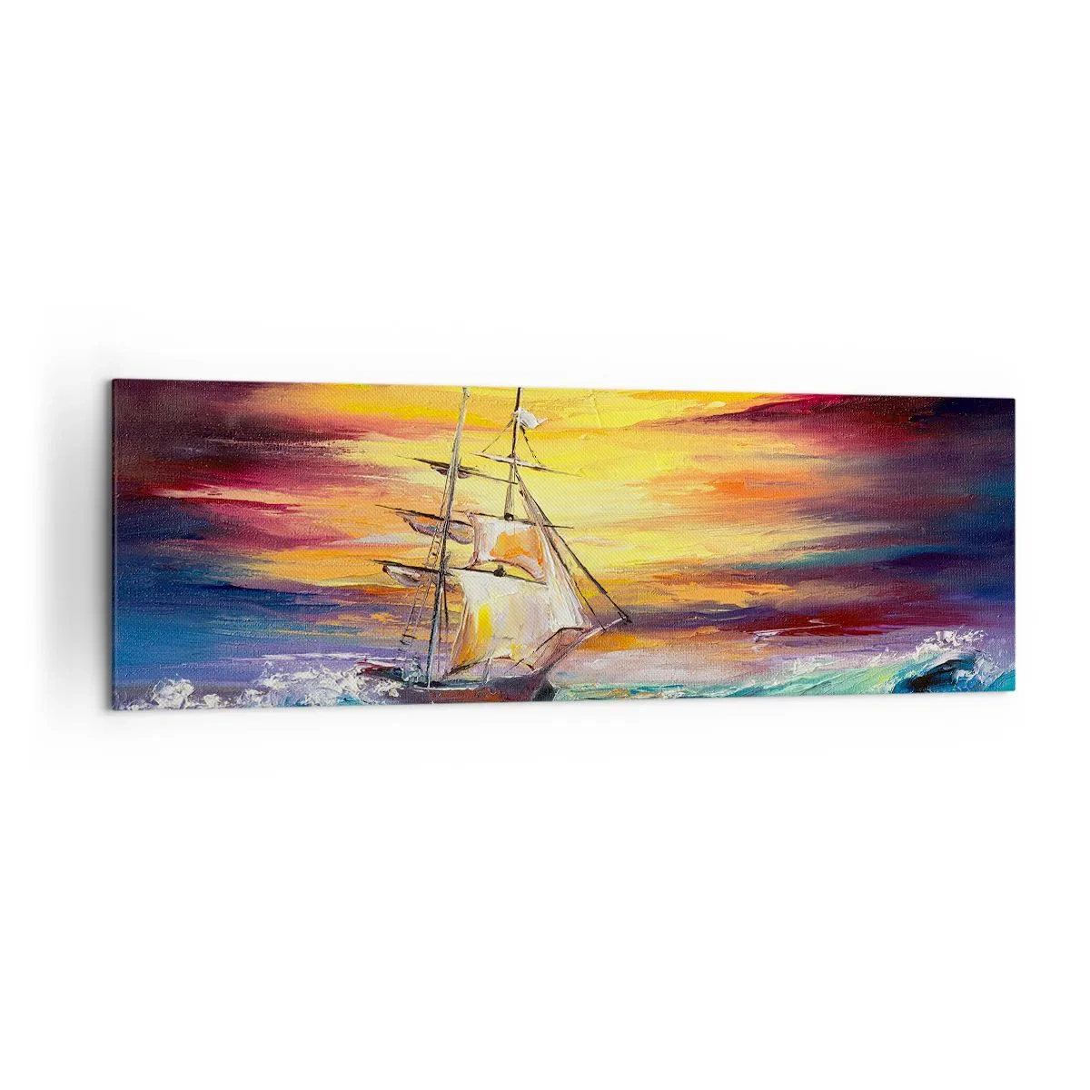 Tablou pe pânză - Înfruntând valurile - 160x50 cm