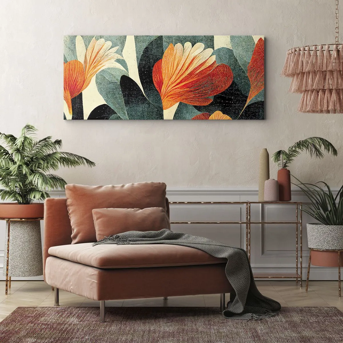 Tablou pe pânză - Căldura de la tropice și răcoarea verdeței - 100x40 cm