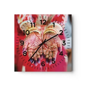Ceas de perete - Ceas pe sticlă - Gata să prindă fericirea - 30x30 cm
