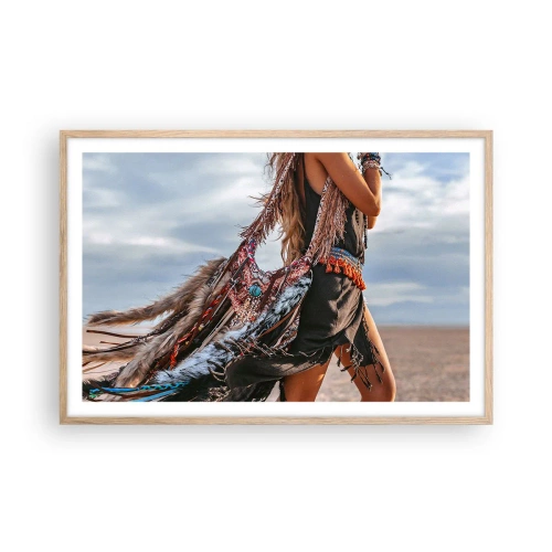 Poster în ramă de stejar deschis - Iubita șamanului - 91x61 cm