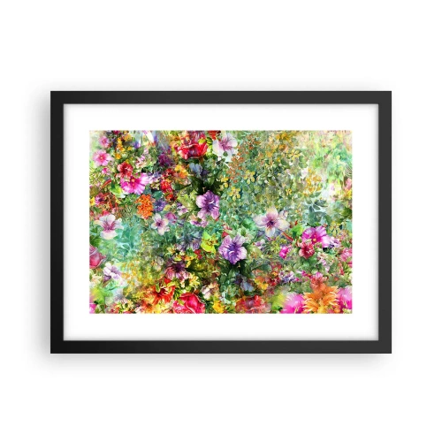 Poster în ramă neagră - Să ne pierdem în flori - 40x30 cm