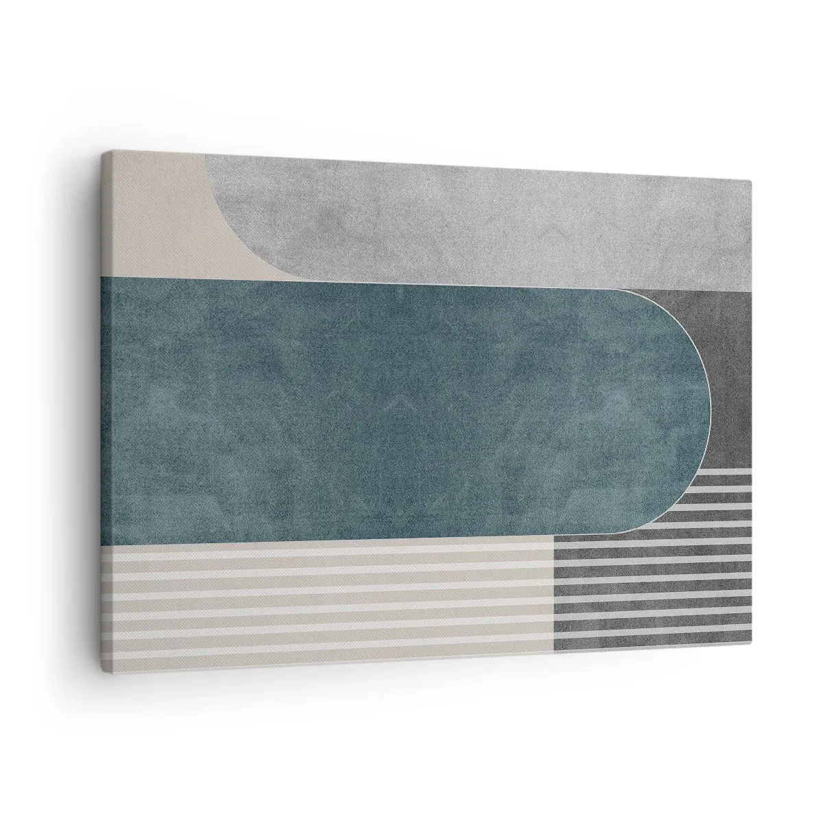 Tablou pe pânză Canvas - Abstracție geometrică în nuanțe de gri și verde - 70x50cm - Compoziție de nivel - Decorațiune modernă pentru perete pentru living și dormitor ARTTOR
