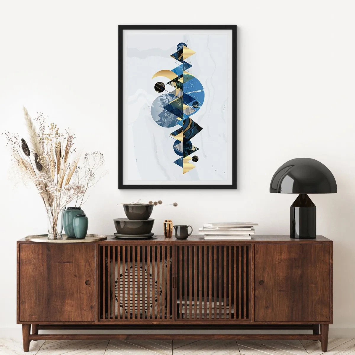 Poster în ramă neagră - Peisaj geometric - 50x70 cm