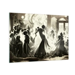 Tablou pe sticlă - O scenă de sală de bal în stil retro cu figuri dansatoare - 70x50cm - Marea mascaradă - Decorațiune modernă pentru perete pentru living și dormitor ARTTOR