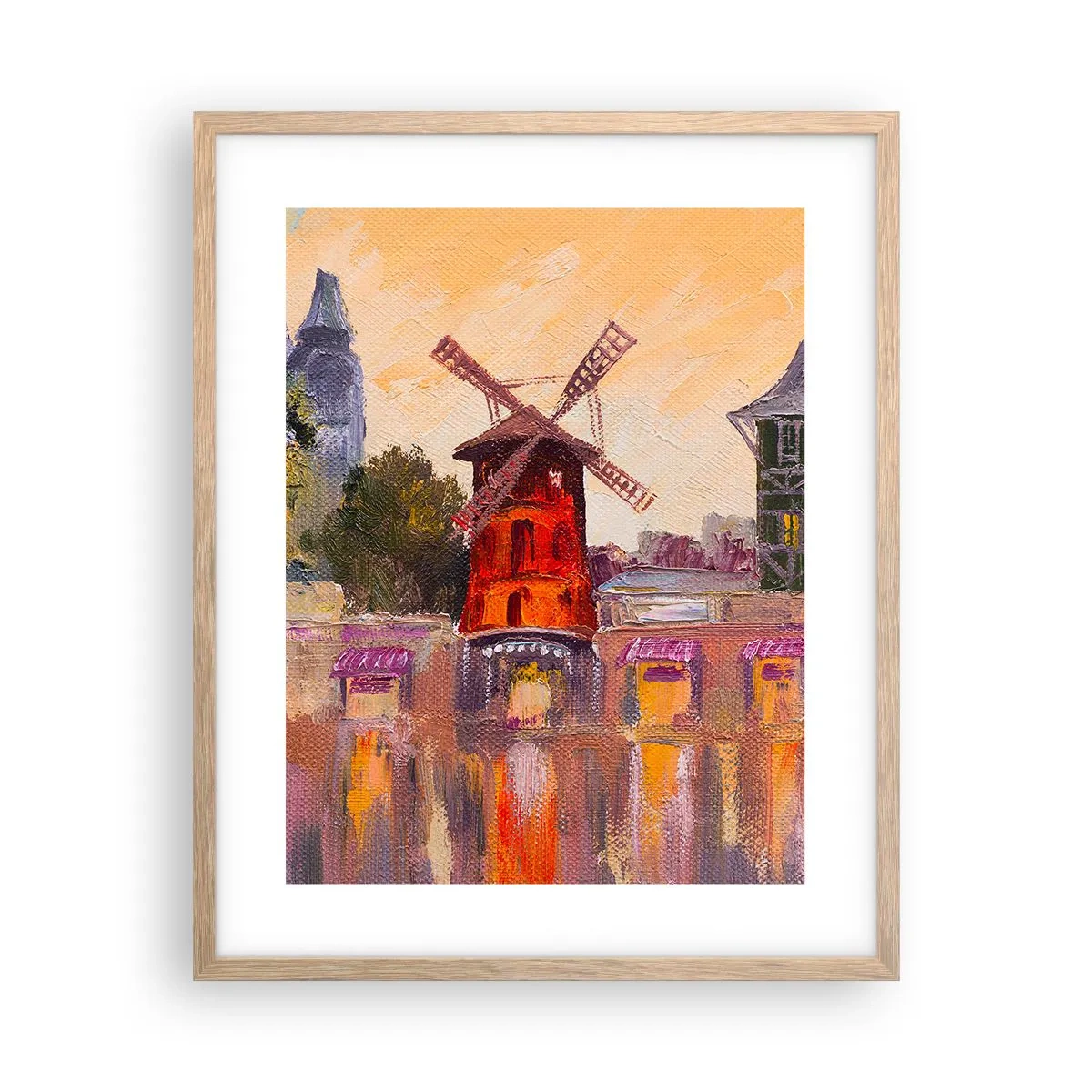 Poster în ramă de stejar deschis - Icoane pariziene - Moulin Rouge - 40x50 cm