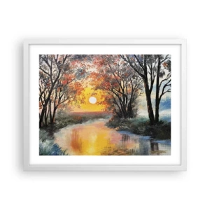 Poster în ramă albă - Atmosferă de toamnă - 50x40 cm