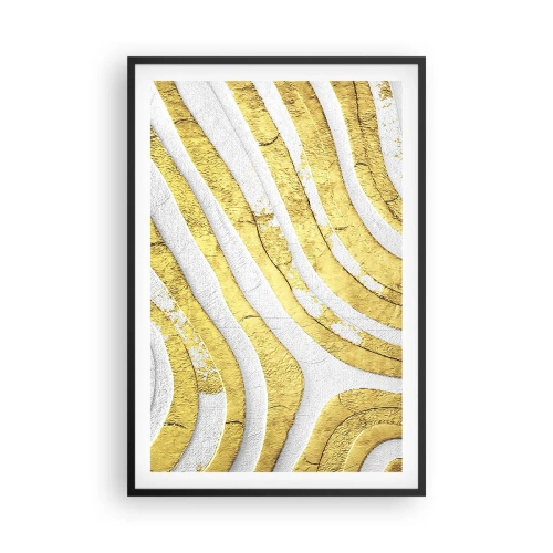 Poster în ramă neagră - Compoziția în alb și auriu - 61x91 cm