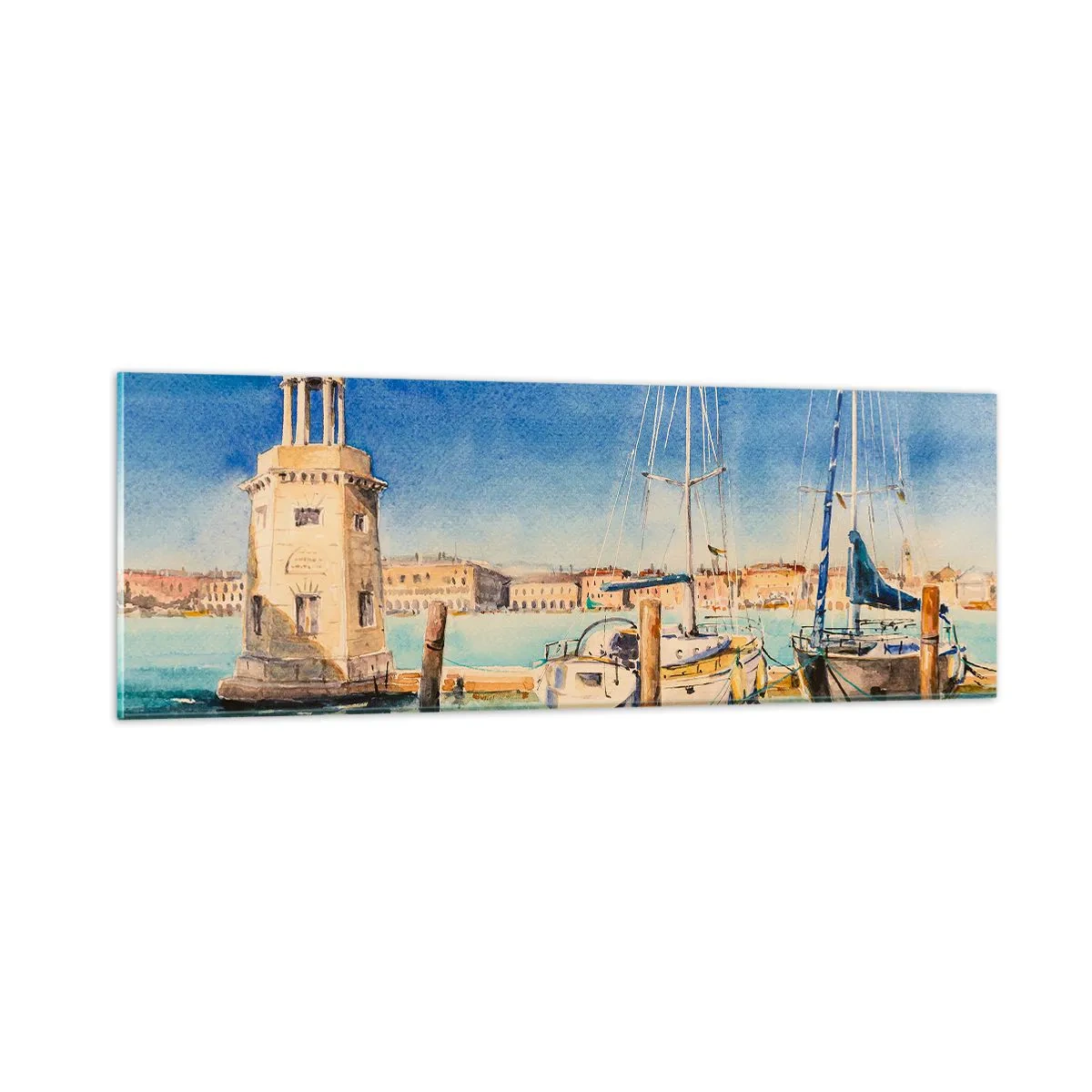 Tablou pe sticlă - Laguna însorită - 90x30 cm