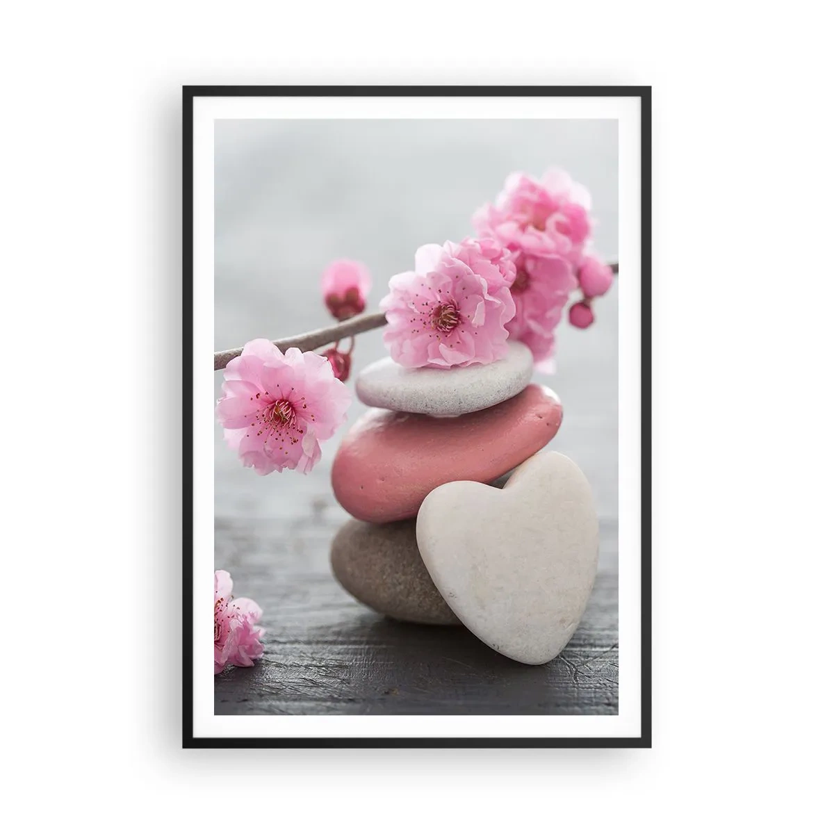 Poster în ramă neagră - Fericirea florilor de cireș - 70x100 cm