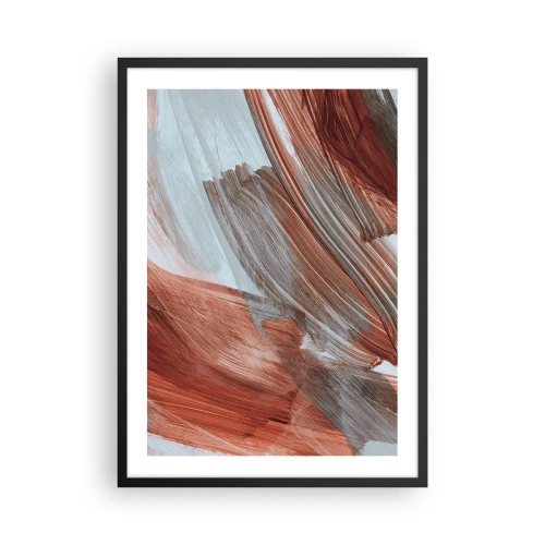 Poster în ramă neagră - Pensule dinamice în tonuri calde - 50x70cm - Abstracție autumnală și vântoasă - Decorațiune modernă pentru perete pentru living și dormitor ARTTOR