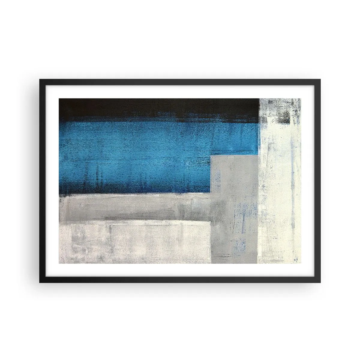 Poster în ramă neagră - Compoziție poetică de gri și albastru - 70x50 cm
