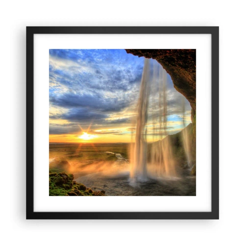 Poster în ramă neagră - Lumea din spatele vălului de picături - 40x40 cm