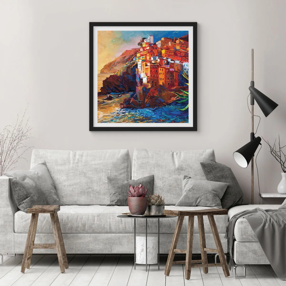 Poster în ramă neagră - Oraș italian de vis - 60x60 cm