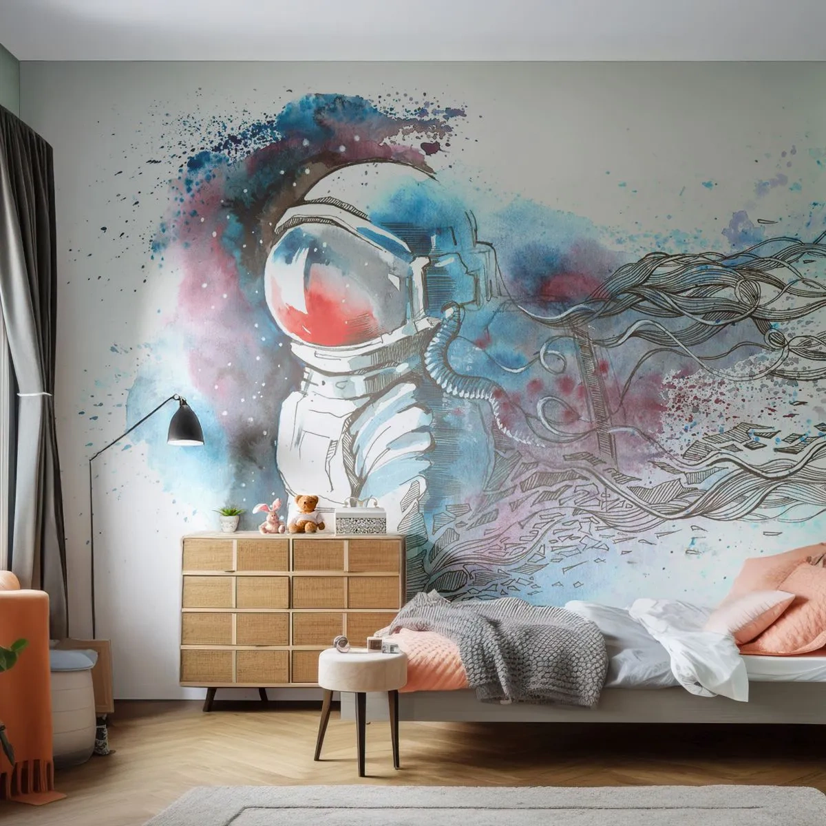 Tapet Standard Eco - Singur cu cosmosul - Astronaut, Cosmonaut, Abstracția - 400x280 cm
