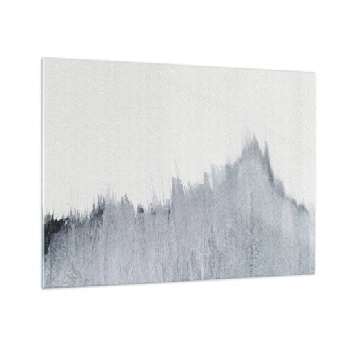 Tablou pe sticlă - O compoziție abstractă în nuanțe de gri, care seamănă cu un disc pe un fundal alb. - 70x50cm - Înregistrare secretă - Decorațiune modernă pentru perete pentru living și dormitor ARTTOR