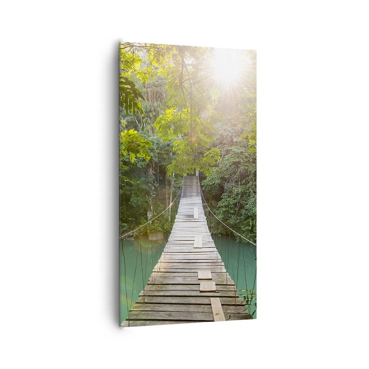 Tablou pe pânză - Peste apa de azur spre pădurea de azur - 65x120 cm