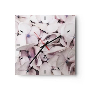 Ceas de perete - Ceas pe sticlă - Într-un potop de flori - 30x30 cm