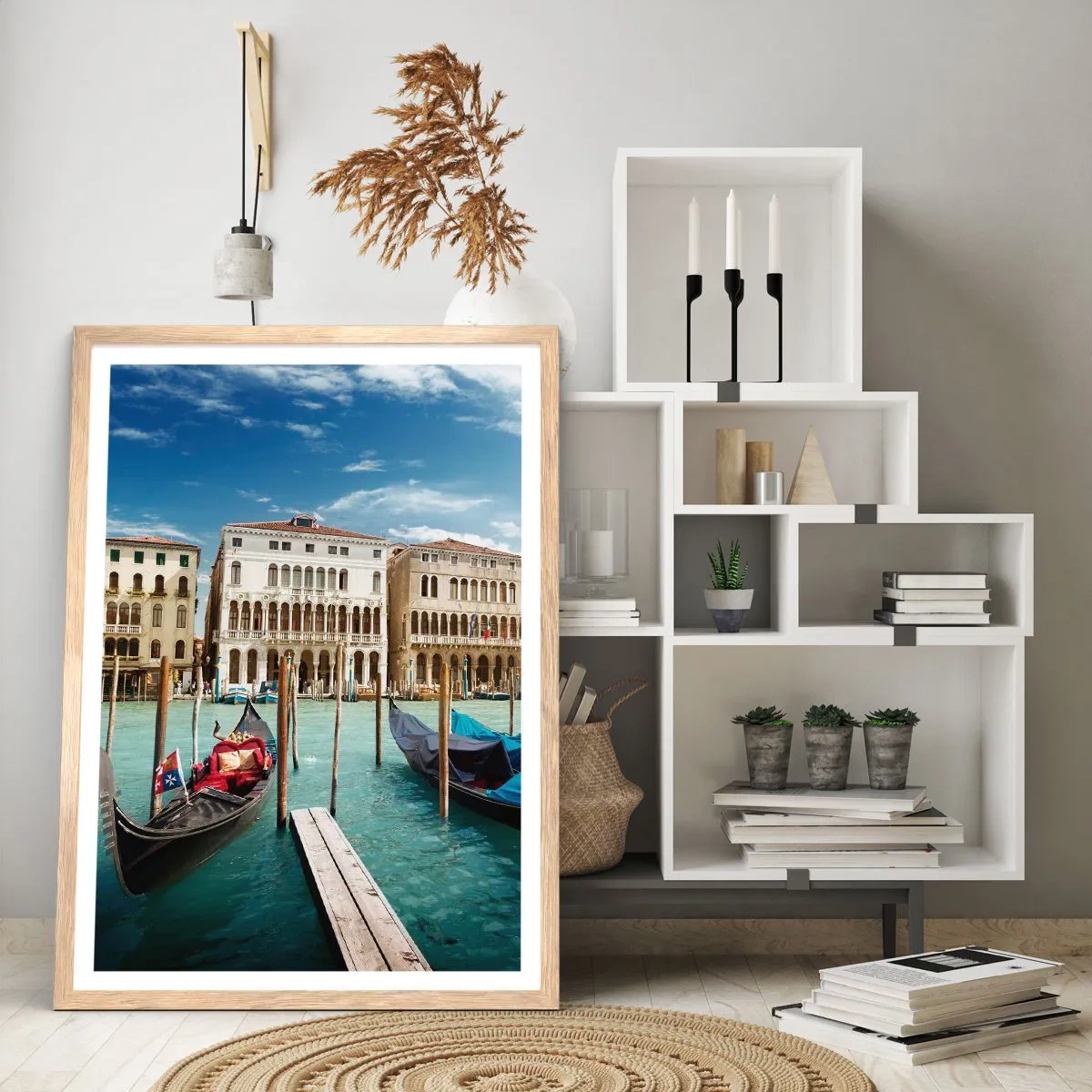 Poster în ramă de stejar deschis - Palate în albastru - 40x50 cm