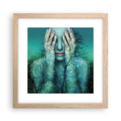 Poster în ramă de stejar deschis - Scufundată în albastru - 30x30 cm