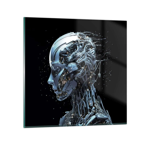 Tablou pe sticlă - Tehnologia este o femeie - 30x30 cm
