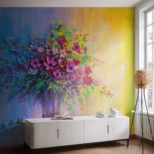 Tapet Premium Canvas - Darul unei pajiști de vară - Flori într-o vază, Bucată, Buchet de flori - 350x256 cm